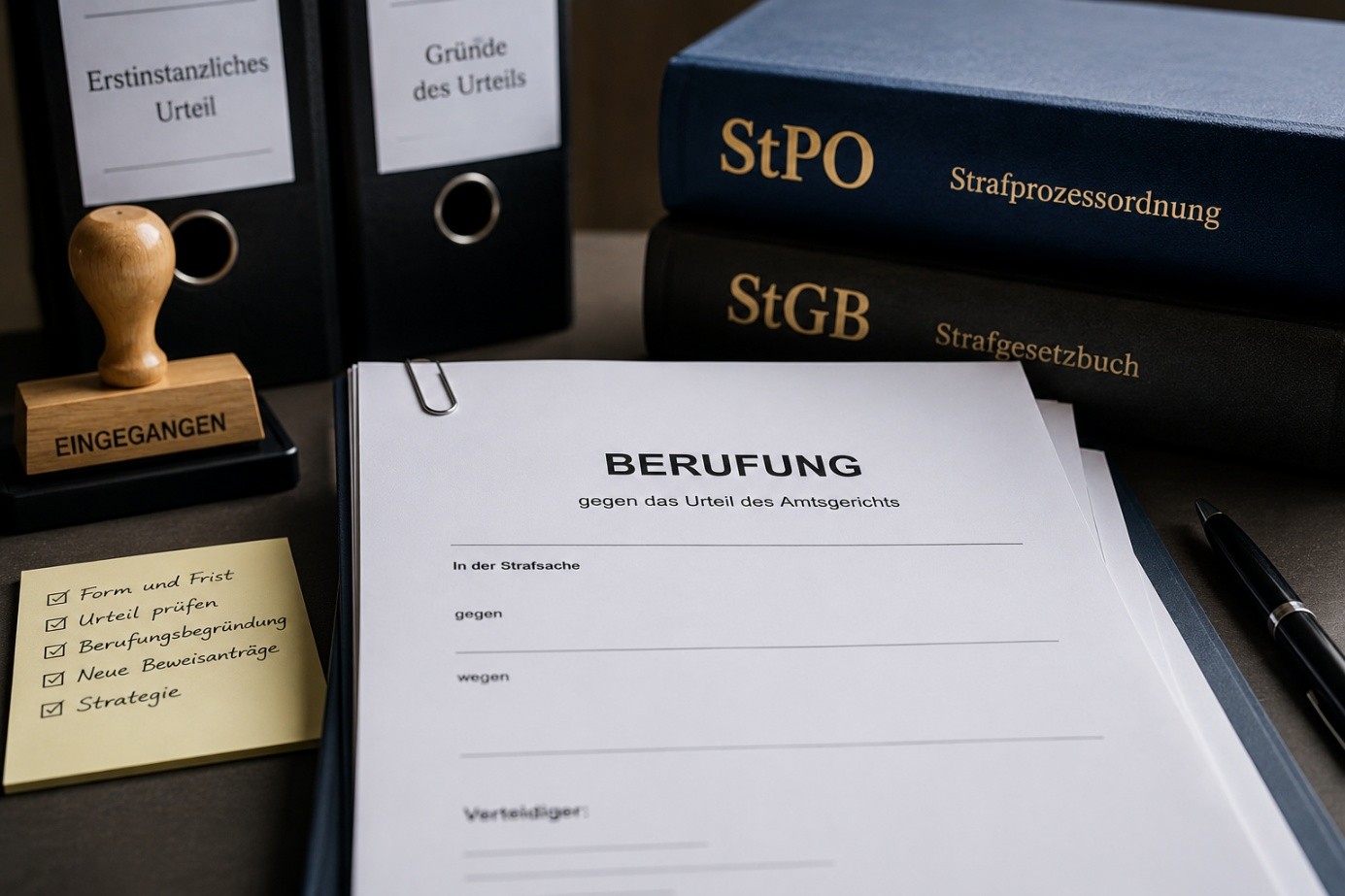 Berufung im Strafverfahren – Prüfung von Urteil, Frist und Verteidigungsstrategie