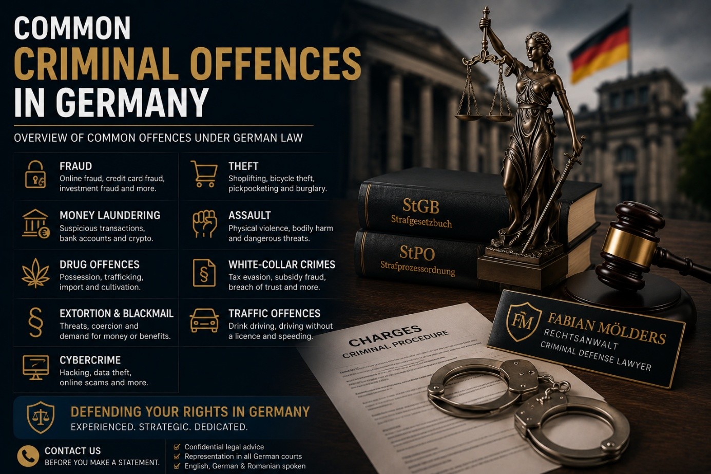 Common criminal offences in Germany – overview of fraud, theft, assault, drug offences and money laundering
