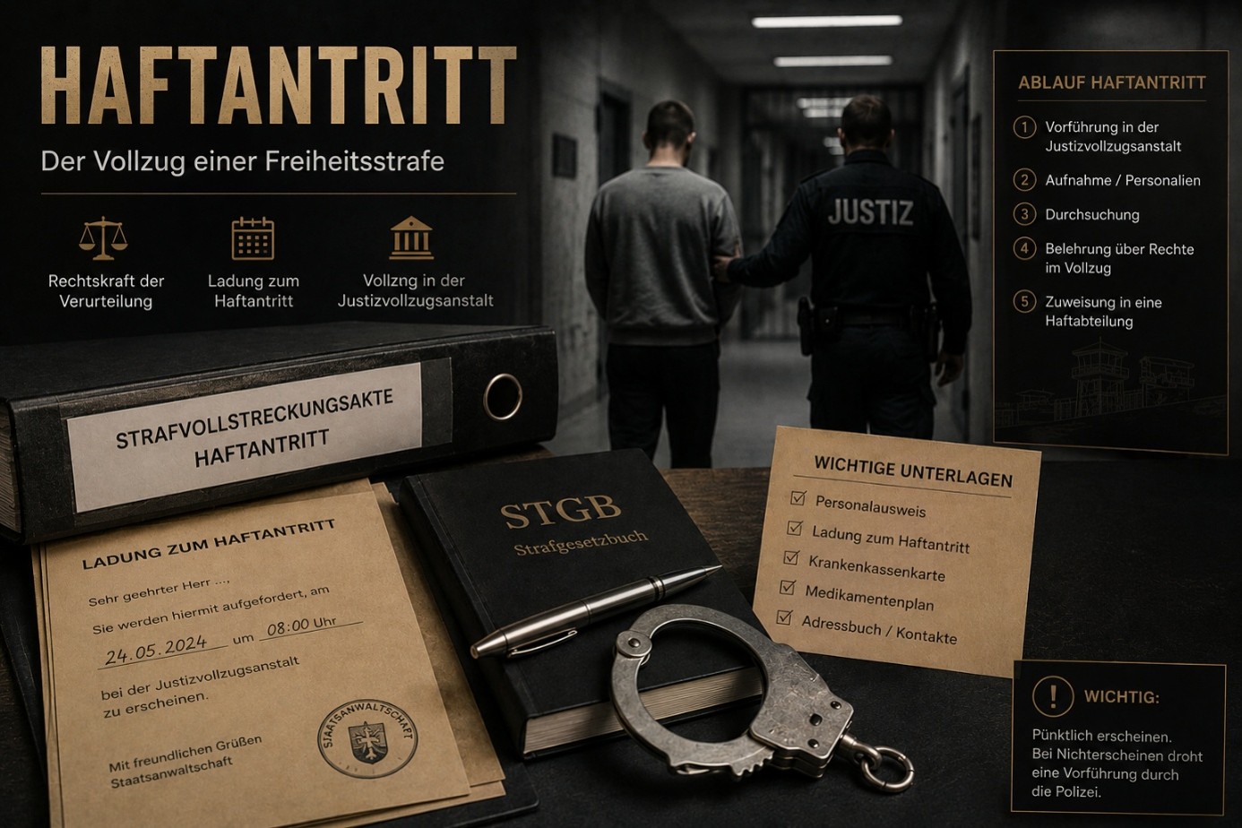 Haftantritt im Strafvollstreckungsverfahren – Ladung zum Strafantritt in der Justizvollzugsanstalt/Gefängnis