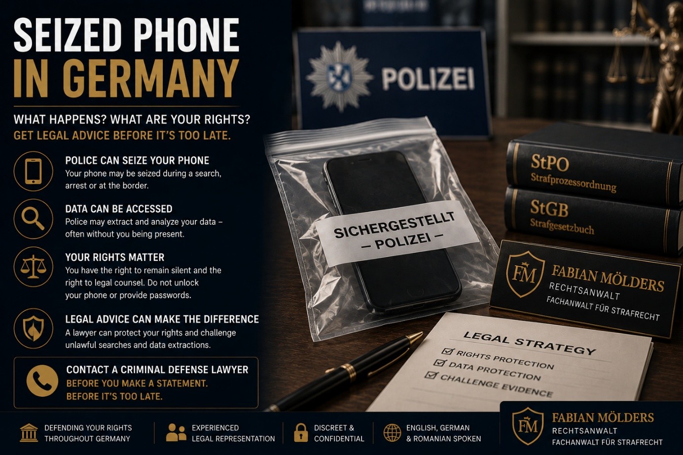 Phone seized by police in Germany – seized smartphone, digital evidence and criminal defense
