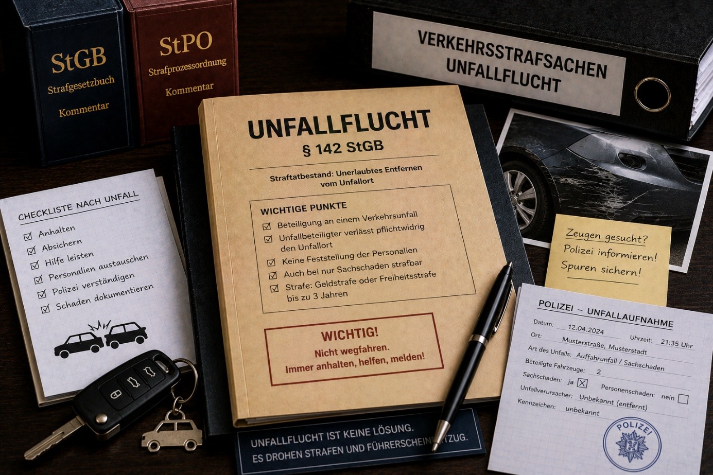 Unfallflucht nach § 142 StGB – Ermittlungsverfahren wegen unerlaubtem Entfernen vom Unfallort