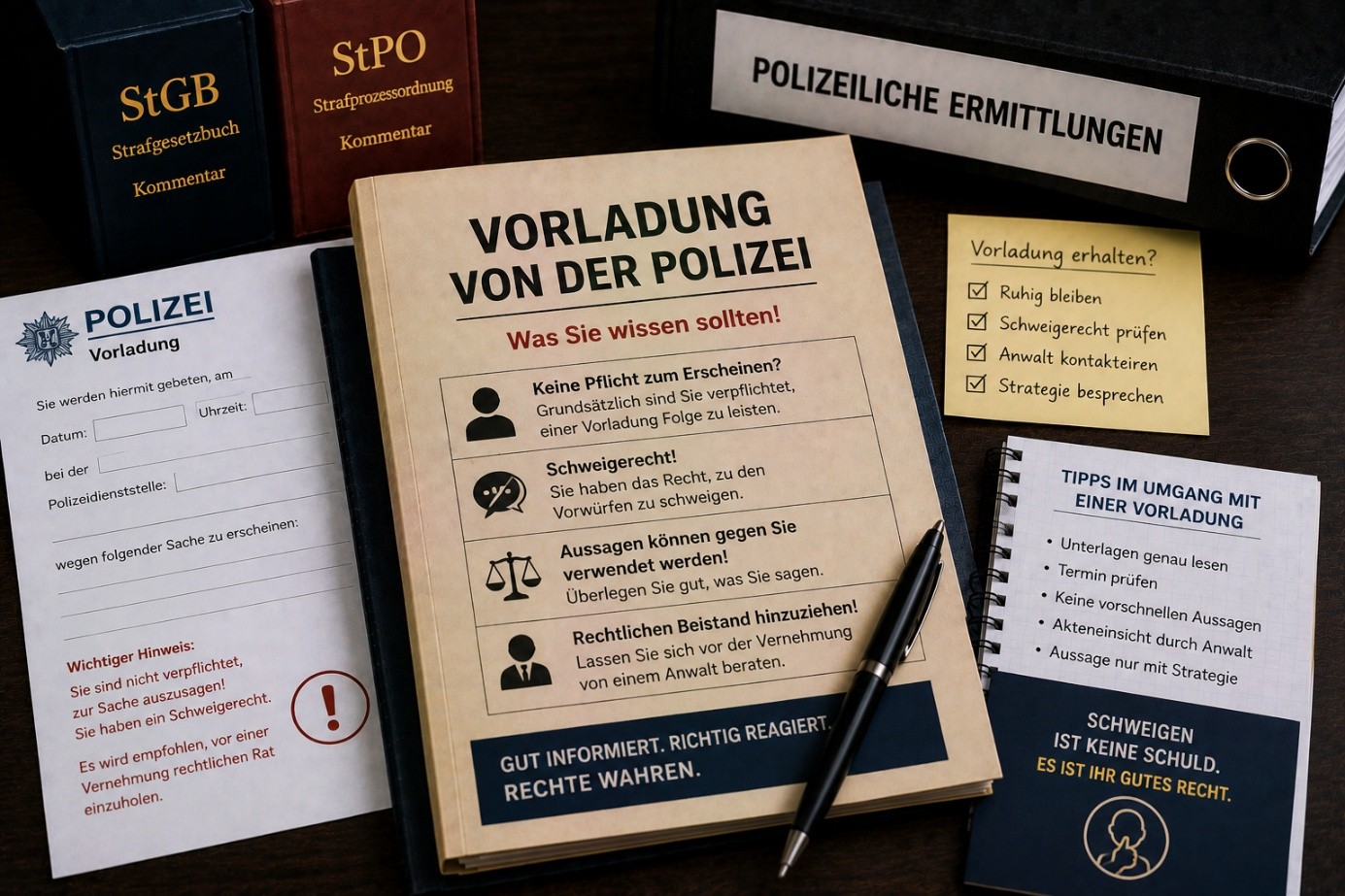 Vorladung von der Polizei erhalten – Schweigerecht, Akteneinsicht und Verteidigung im Strafverfahren