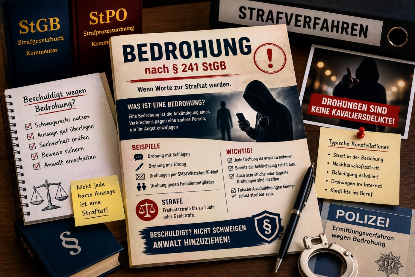Bedrohung nach § 241 StGB – Ermittlungsverfahren wegen Drohung, Nachricht und persönlichem Konflikt