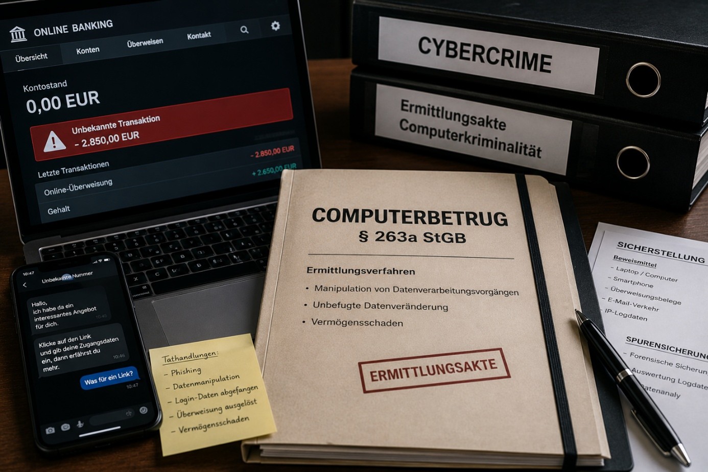 Computerbetrug nach § 263a StGB – Ermittlungsverfahren wegen Online-Banking, Phishing und Vermögensschaden