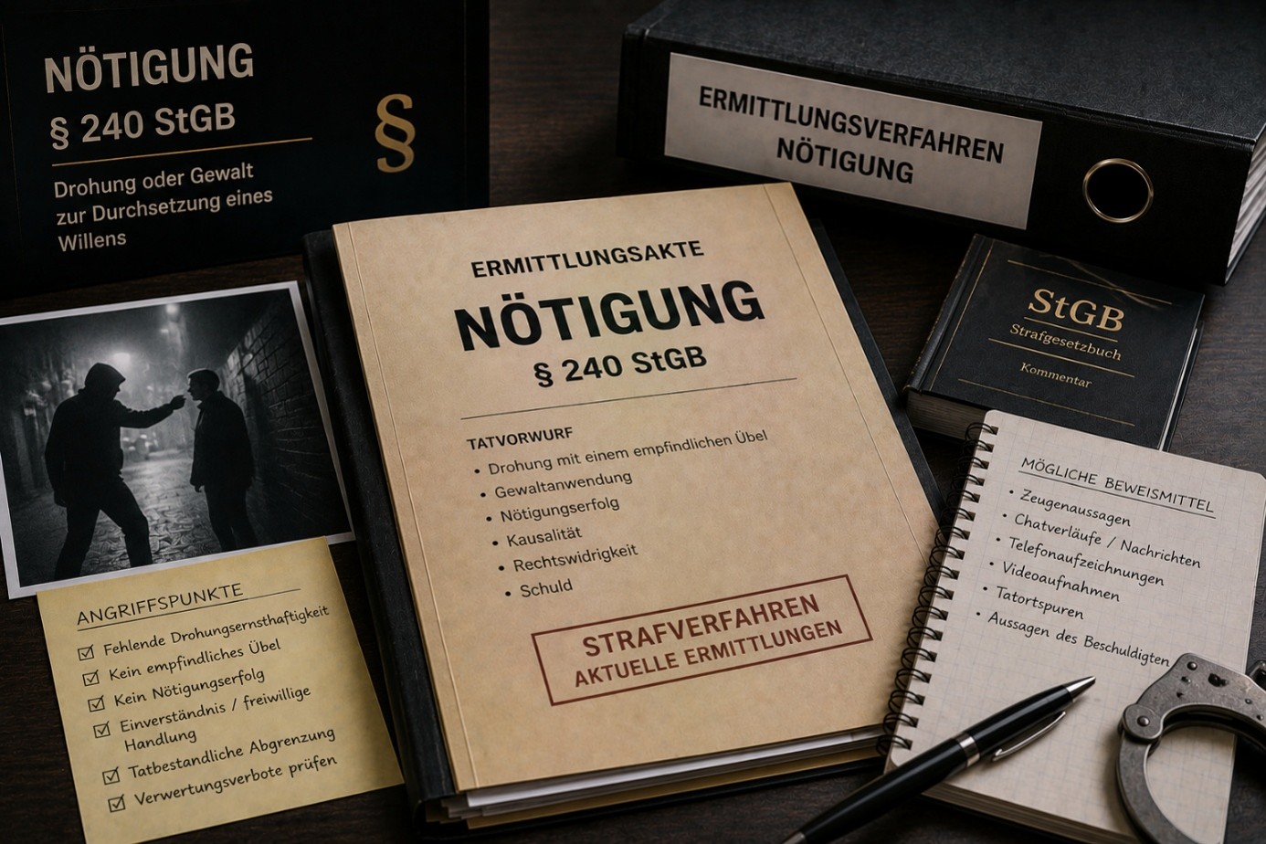 Nötigung nach § 240 StGB – Ermittlungsverfahren wegen Drohung, Gewalt und Verwerflichkeit